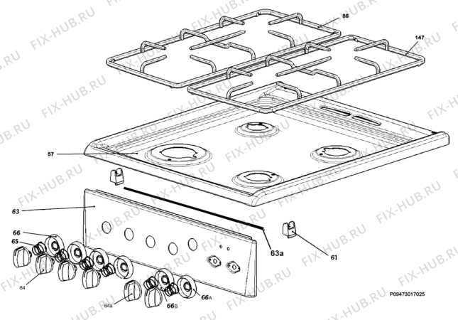 Взрыв-схема плиты (духовки) Electrolux EKK5002 - Схема узла Section 4